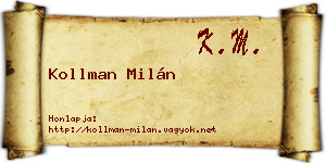 Kollman Milán névjegykártya