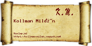 Kollman Milán névjegykártya